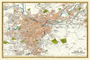 Prints of J112 Sheffield Prints: Sheffield Old Map Print 1893