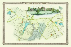 Prints of PL009 West Midlands Prints: Little Aston Village Map Print 1886 West Midlands