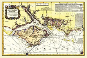Early Coastal Survey Map of the Isle of Wight, Spithead and Portsmouth Harbour 1794 Early Coastal Survey Map of the Isle of Wight, Spithead and Portsmouth Harbour 1794