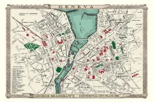 George Bradshaw's Plan of Geneva, Switzerland 1896 George Bradshaw's Plan of Geneva, Switzerland 1896