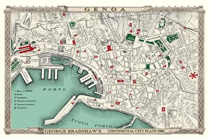 Images Dated 5th November 1896: George Bradshaws Plan of Genoa, Italy 1896