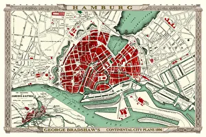 George Bradshaw's Plan of Hamburg, Germany 1896 George Bradshaw's Plan of Hamburg, Germany 1896