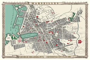 Images Dated 5th November 1896: George Bradshaws Plan of Marseilles, France 1896