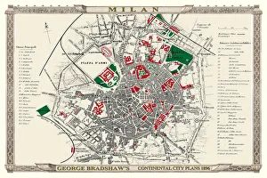 George Bradshaw's Plan of Milan, Italy1896 George Bradshaw's Plan of Milan, Italy1896