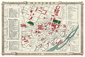 George Bradshaw's Plan of Munchen or Munich, Germany 1896 George Bradshaw's Plan of Munchen or Munich, Germany 1896