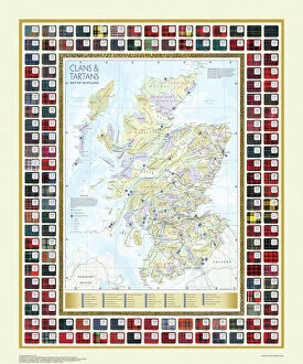 Images Dated 17th March 2010: Map of the Clans and Tartans of Scotland