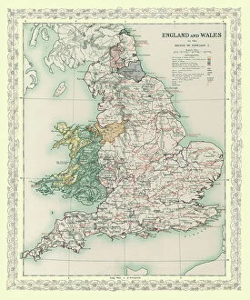 Images Dated 24th October 2010: Map of England and Wales as it appeared in the Reign of Edward I