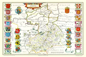 Old County Map of Cambridgeshire 1648 Print