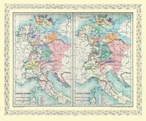 Two Maps of Central Europe that illustrate how the region looked during the years of conflict between AD 1795 Two Maps of Central Europe that illustrate how the region looked during the years of conflict between AD 1795