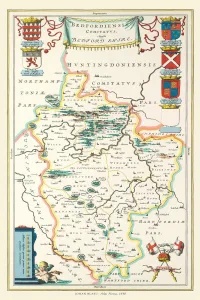 Old County Map of Bedfordshire 1648 by Johan Blaeu from the Atlas Novus Old County Map of Bedfordshire 1648 by Johan Blaeu from the Atlas Novus