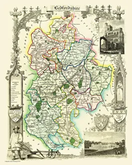 Old County Map of Bedfordshire 1836 by Thomas Moule Old County Map of Bedfordshire 1836 by Thomas Moule