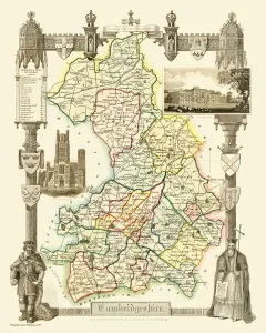Old County Map of Cambridgeshire 1836 by Thomas Moule Old County Map of Cambridgeshire 1836 by Thomas Moule