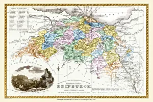 Old County Map of Edinburgh Scotland 1847 by A&C Black Old County Map of Edinburgh Scotland 1847 by A&C Black