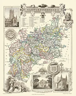Old County Map of Gloucestershire 1836 by Thomas Moule Old County Map of Gloucestershire 1836 by Thomas Moule
