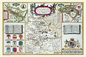 Old County Map of Huntingdonshire 1611 by John Speed Old County Map of Huntingdonshire 1611 by John Speed