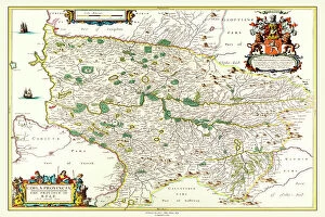 Old County Map of Kyle and Mid Ayrshire 1654 by johan Blaeu from the Atlas Novus