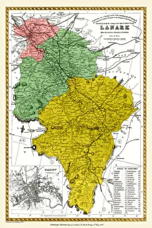 Old County Map of Lanark Scotland 1847 by A&C Black Old County Map of Lanark Scotland 1847 by A&C Black