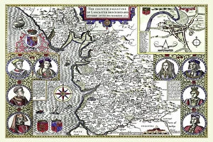 Lancashire Gallery: Old County Map of Lancashire 1611 by John Speed
