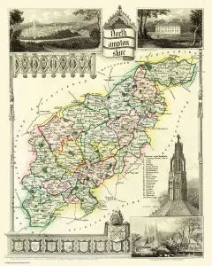 Old County Map of Northamptonshire 1836 by Thomas Moule Old County Map of Northamptonshire 1836 by Thomas Moule