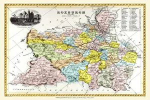 Old County Map of Roxburgh Scotland 1847 by A&C Black Old County Map of Roxburgh Scotland 1847 by A&C Black
