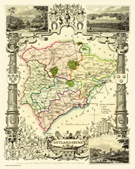 Old County Map of Rutlandshire 1836 by Thomas Moule Old County Map of Rutlandshire 1836 by Thomas Moule