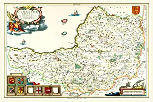 Old County Map of Somersetshire 1648 by Johan Blaeu from the Atlas Novus Old County Map of Somersetshire 1648 by Johan Blaeu from the Atlas Novus