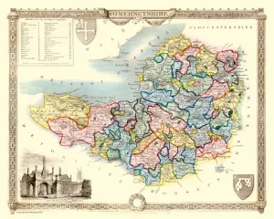 Old County Map of Somersetshire 1836 by Thomas Moule Old County Map of Somersetshire 1836 by Thomas Moule
