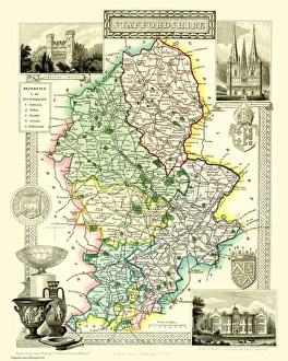 Old County Map of Staffordshire 1836 by Thomas Moule Old County Map of Staffordshire 1836 by Thomas Moule
