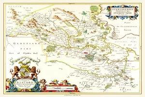 Old County Map of Sterlingshire 1654 by Johan Blaue from the Atlas Novus Old County Map of Sterlingshire 1654 by Johan Blaue from the Atlas Novus