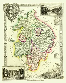 Old County Map of Warwickshire 1836 by Thomas Moule Old County Map of Warwickshire 1836 by Thomas Moule