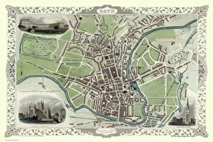 Bath Gallery: Old Map of Bath 1851 by John Tallis