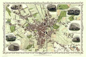 Old Map of Bradford 1851 by John Tallis Old Map of Bradford 1851 by John Tallis