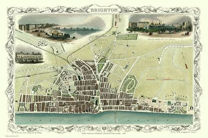 Brighton Gallery: Old Map of Brighton 1851 by John Tallis