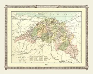 Old Map of the County of Edinburgh from the Philips Handy Atlas of 1882 Old Map of the County of Edinburgh from the Philips Handy Atlas of 1882