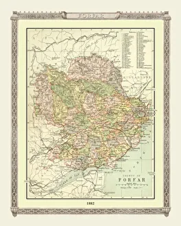 Old Map of the County of Forfar from the Philips Handy Atlas of 1882 Old Map of the County of Forfar from the Philips Handy Atlas of 1882