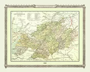 Inverness Collection: Old Map of the County of Inverness from the Philips Handy Atlas of 1882