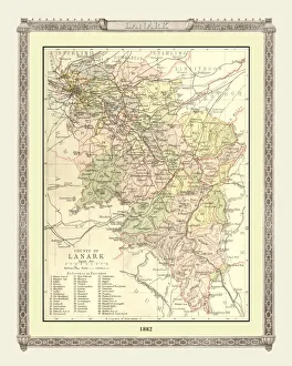 Old Map of the County of Lanark from the Philips Handy Atlas of 1882 Old Map of the County of Lanark from the Philips Handy Atlas of 1882