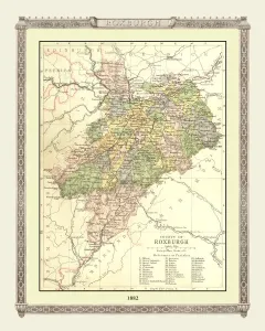 Old Map of the County of Roxburgh from the Philips Handy Atlas of 1882 Old Map of the County of Roxburgh from the Philips Handy Atlas of 1882