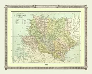Images Dated 16th April 2010: Old Map of the County of Sutherland from the Philips Handy Atlas of 1882