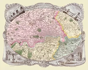 Old Map of the Environs of London 1836 by Thomas Moule Old Map of the Environs of London 1836 by Thomas Moule