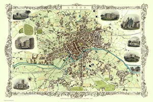 Old Map of Leeds 1851 by John Tallis Old Map of Leeds 1851 by John Tallis