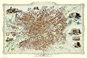 Old Map of Manchester 1851 by John Tallis Old Map of Manchester 1851 by John Tallis