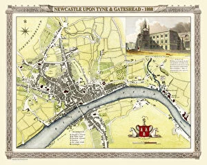 Newcastle On Tyne Gallery: Old Map of Newcastle upon Tyne and Gateshead 1808 by Cole and Roper