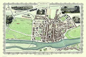 Old Map of Perth Scotland 1851 by John Tallis Old Map of Perth Scotland 1851 by John Tallis