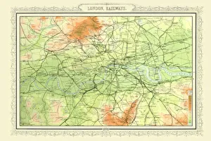 Old Map of the Railways of London 1898 from the Royal Atlas Old Map of the Railways of London 1898 from the Royal Atlas