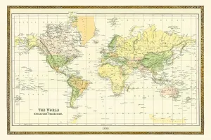 Old Map of The World 1858 Old Map of The World 1858