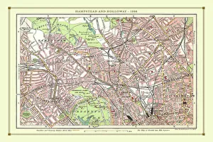 Islington Gallery: Old Street Map of Hamstead, Holloway and Islington 1908