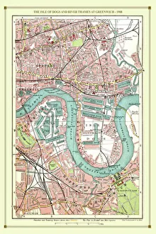 Old Street Map of The Isle of Dogs and River Thames at Greenwich 1908 Old Street Map of The Isle of Dogs and River Thames at Greenwich 1908