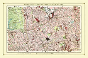 Holborn Gallery: Old Street Map of Oxford Street, Holborn and Euston Road 1908
