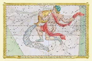 Signs of the Zodiac in Early Color by John Bevis – Aquarius - January 20 – February 18